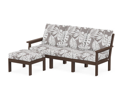 POLYWOOD® Vineyard 4-Piece Sectional with Ottoman in Mahogany / Leaf Grey Mist