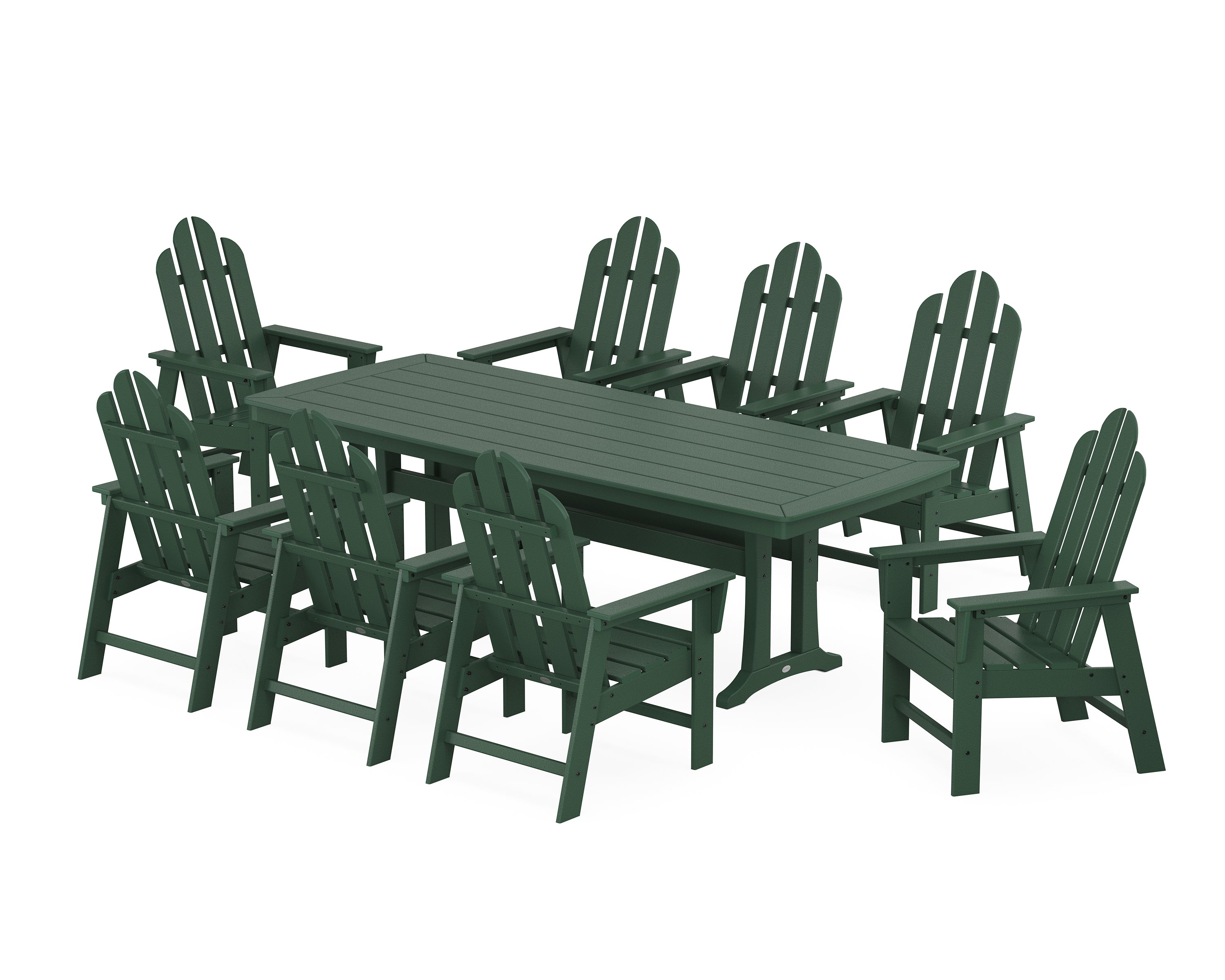POLYWOOD® Long Island 9-Piece Dining Set with Trestle Legs in Green