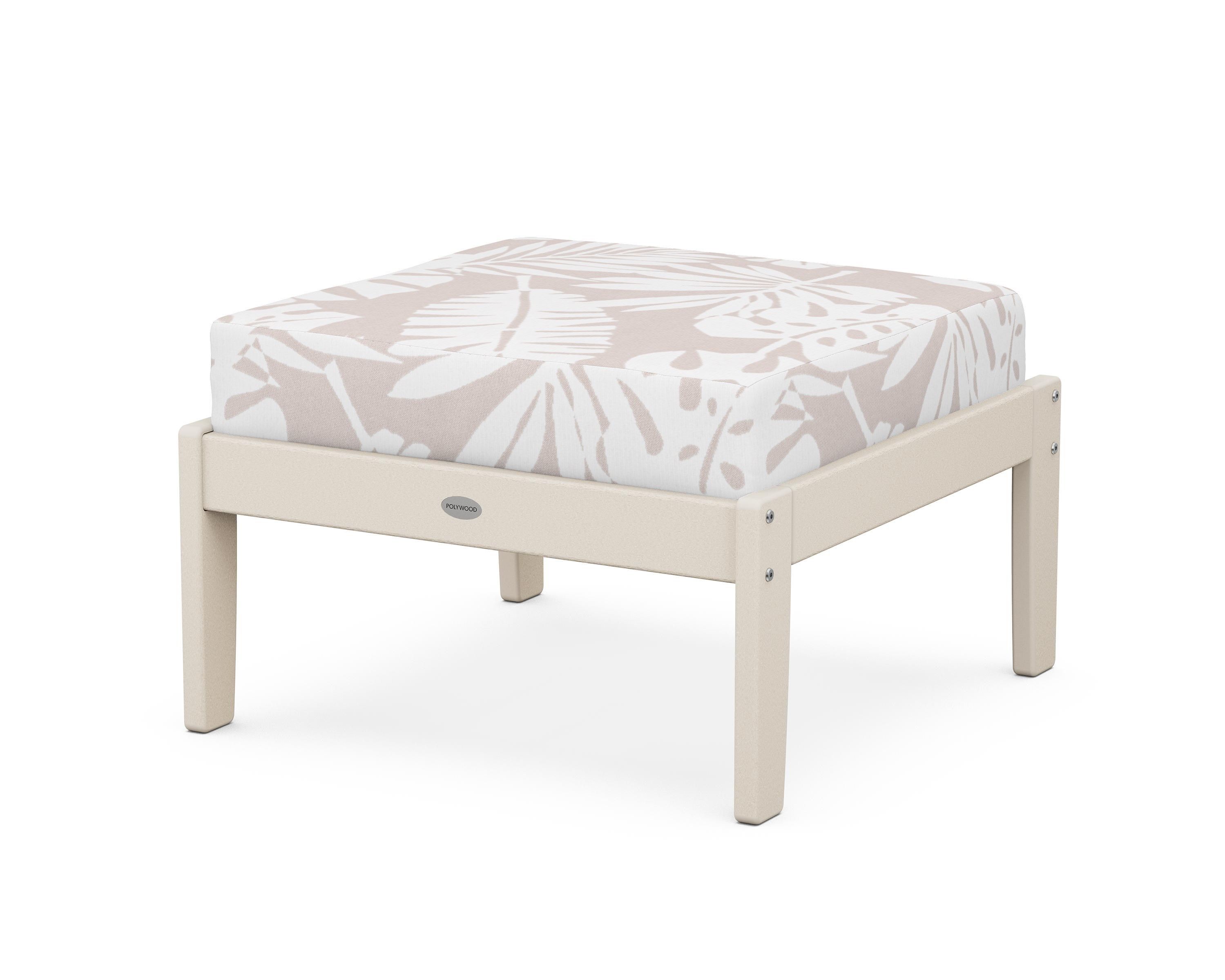 POLYWOOD® Braxton Deep Seating Ottoman in Sand / Leaf Dune Burlap
