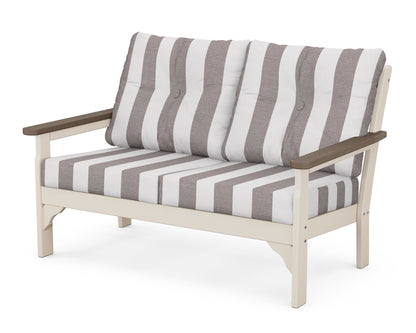 POLYWOOD® Vineyard Deep Seating Loveseat in Sand / Kona / Cabana Stripe Grey Mist