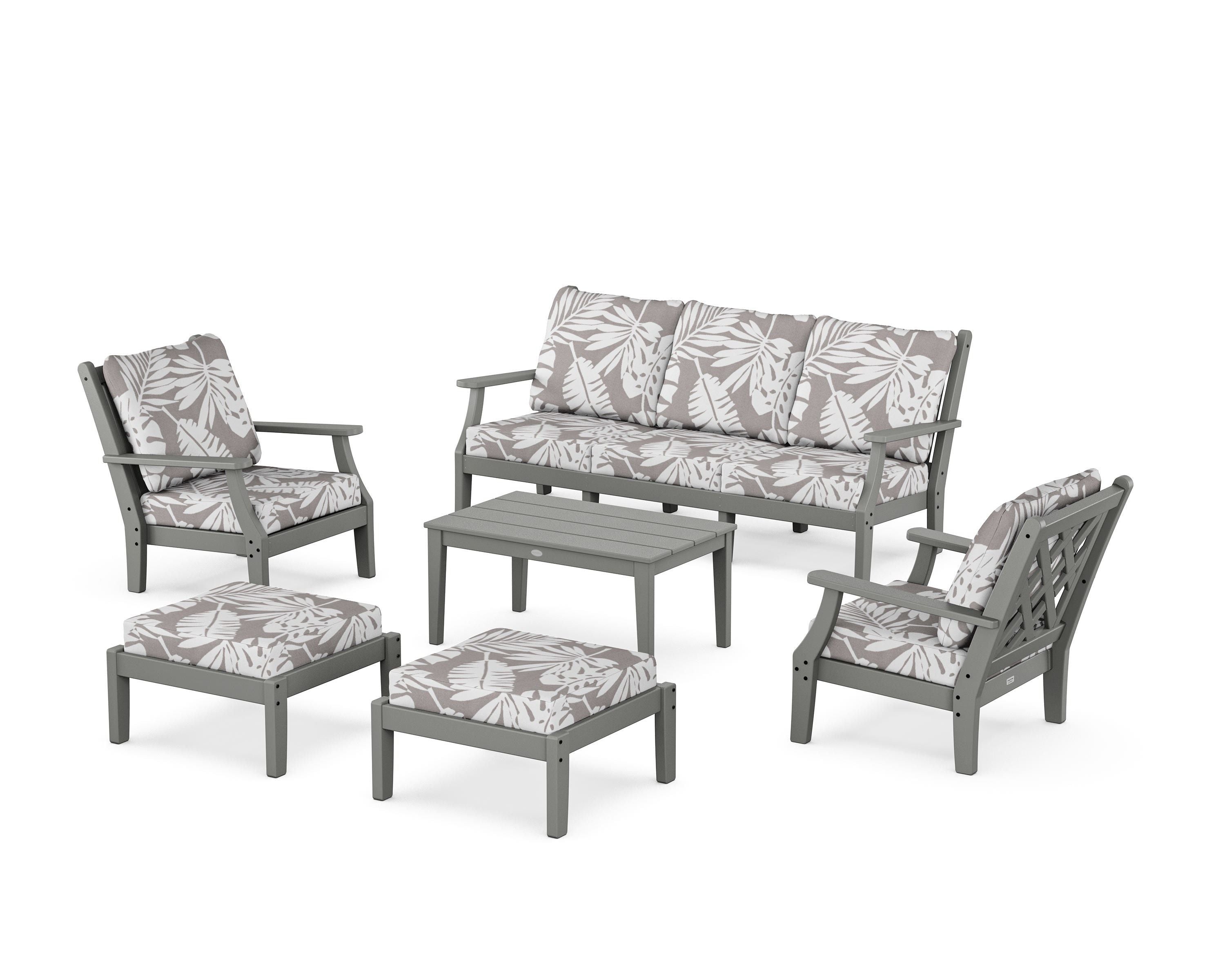 Country Living Wovendale 6-Piece Lounge Sofa Set in Slate Grey / Leaf Grey Mist