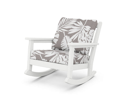 POLYWOOD® Chippendale Deep Seating Rocking Chair in White / Leaf Grey Mist