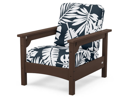 POLYWOOD® Club Chair in Mahogany / Leaf Marine Indigo