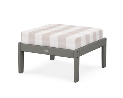 POLYWOOD® Braxton Deep Seating Ottoman in Slate Grey / Buffalo Plaid Dune Burlap