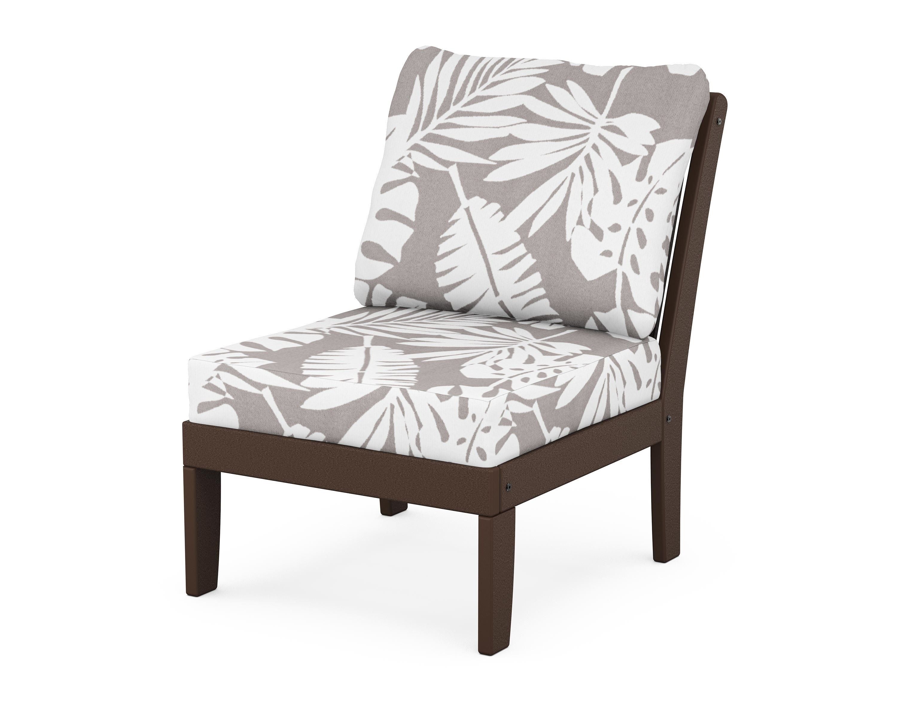 POLYWOOD® Braxton Modular Armless Chair in Mahogany / Leaf Grey Mist