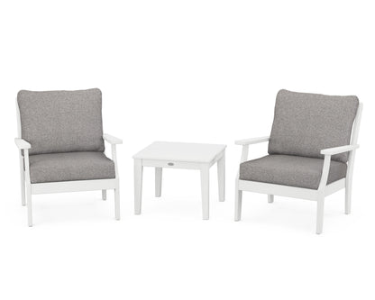 POLYWOOD® Braxton 3-Piece Deep Seating Set in White / Grey Mist
