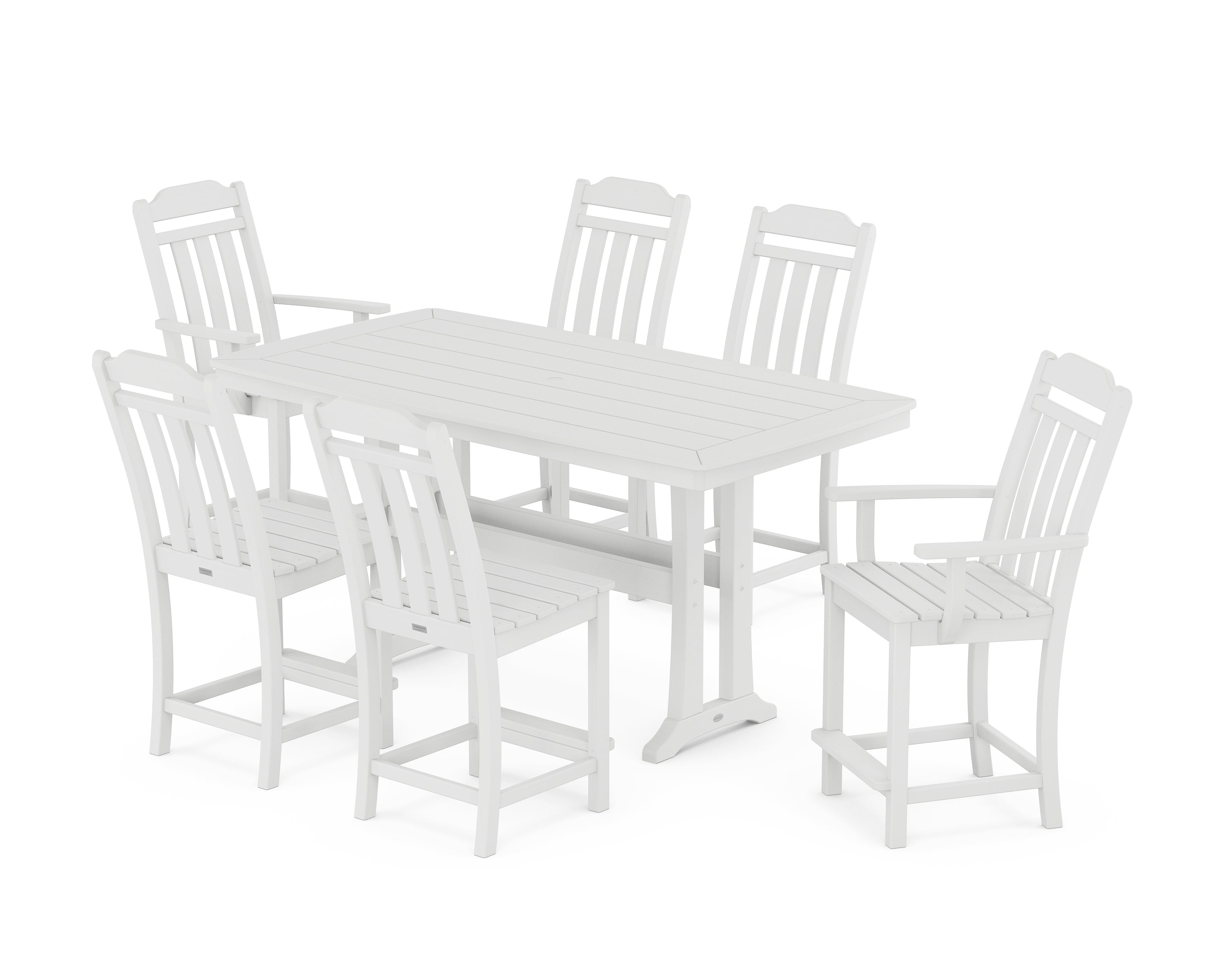 Country Living Cottage 7-Piece Counter Set with Trestle Legs in White