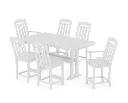 Country Living Cottage 7-Piece Counter Set with Trestle Legs in White