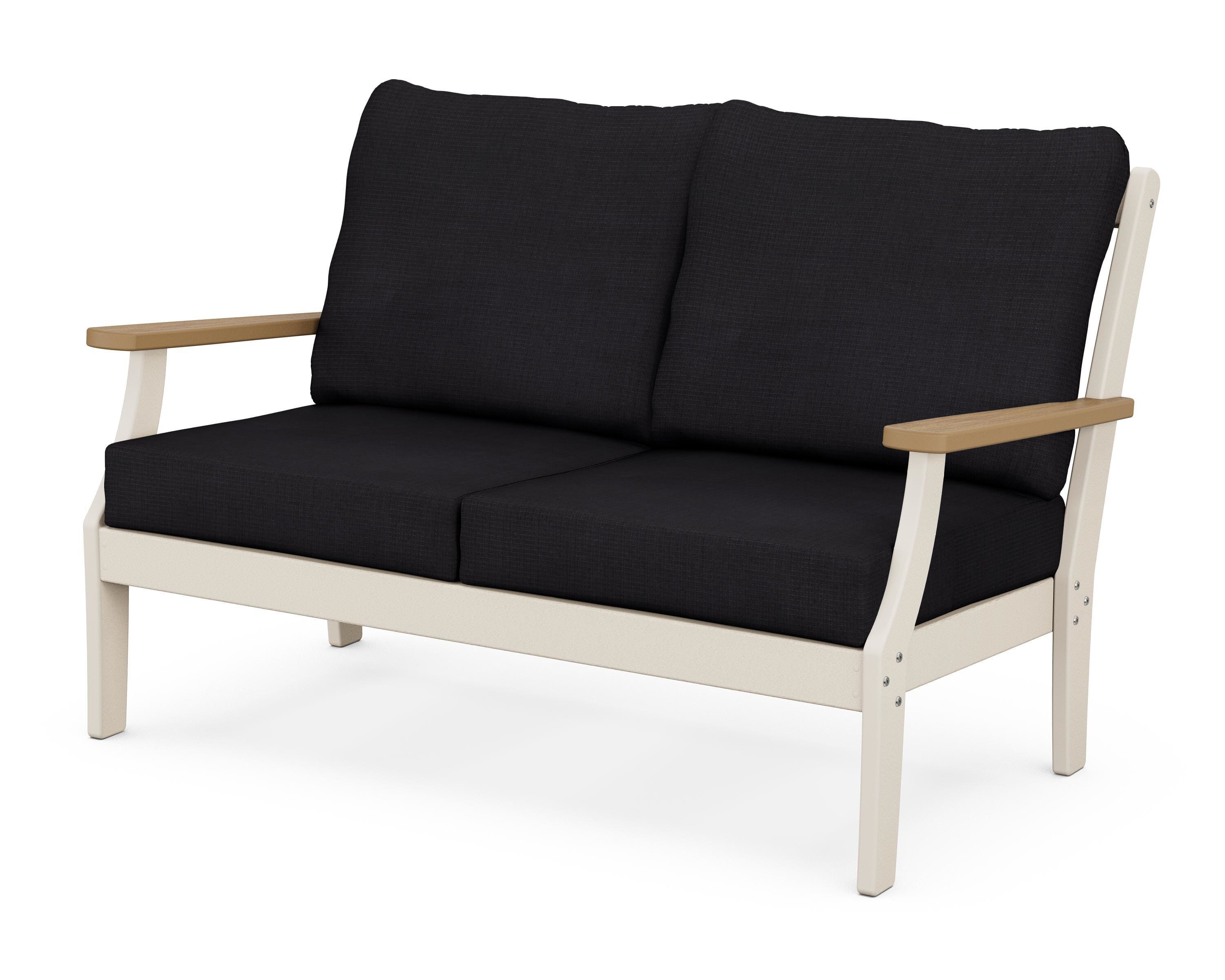 POLYWOOD® Braxton Deep Seating Loveseat in Sand / Natural / Midnight Linen