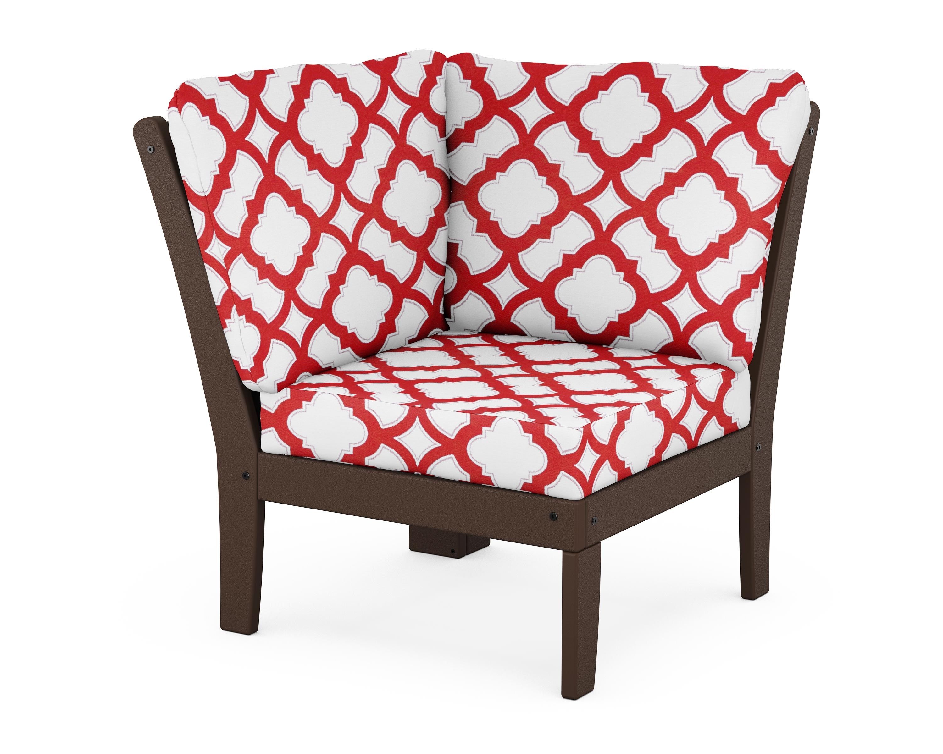 POLYWOOD® Braxton Modular Corner Chair in Mahogany / Trellis Crimson