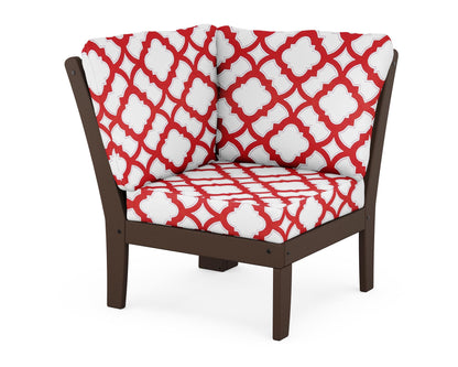 POLYWOOD® Braxton Modular Corner Chair in Mahogany / Trellis Crimson