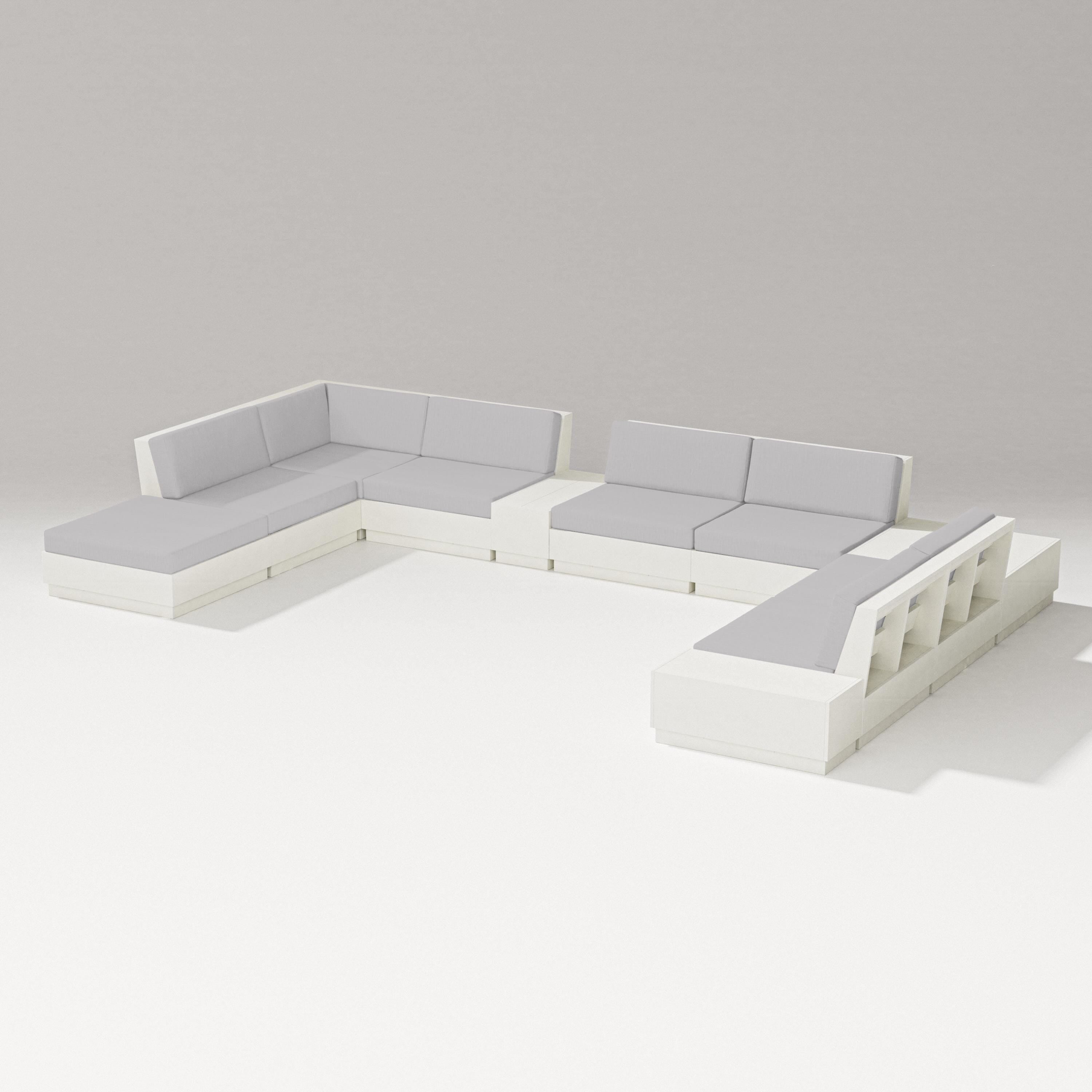 PW Designer Series Elevate 11-Piece Conversation Sectional Set in Vintage White / Granite