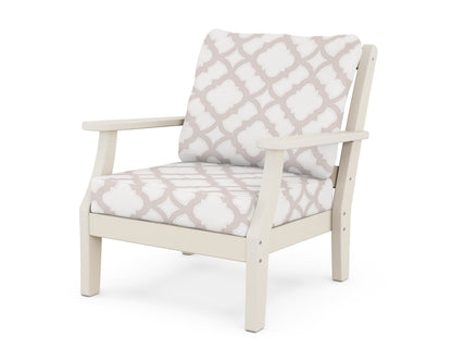 Martha Stewart by POLYWOOD® Chinoiserie Deep Seating Chair in Sand / Trellis Dune Burlap