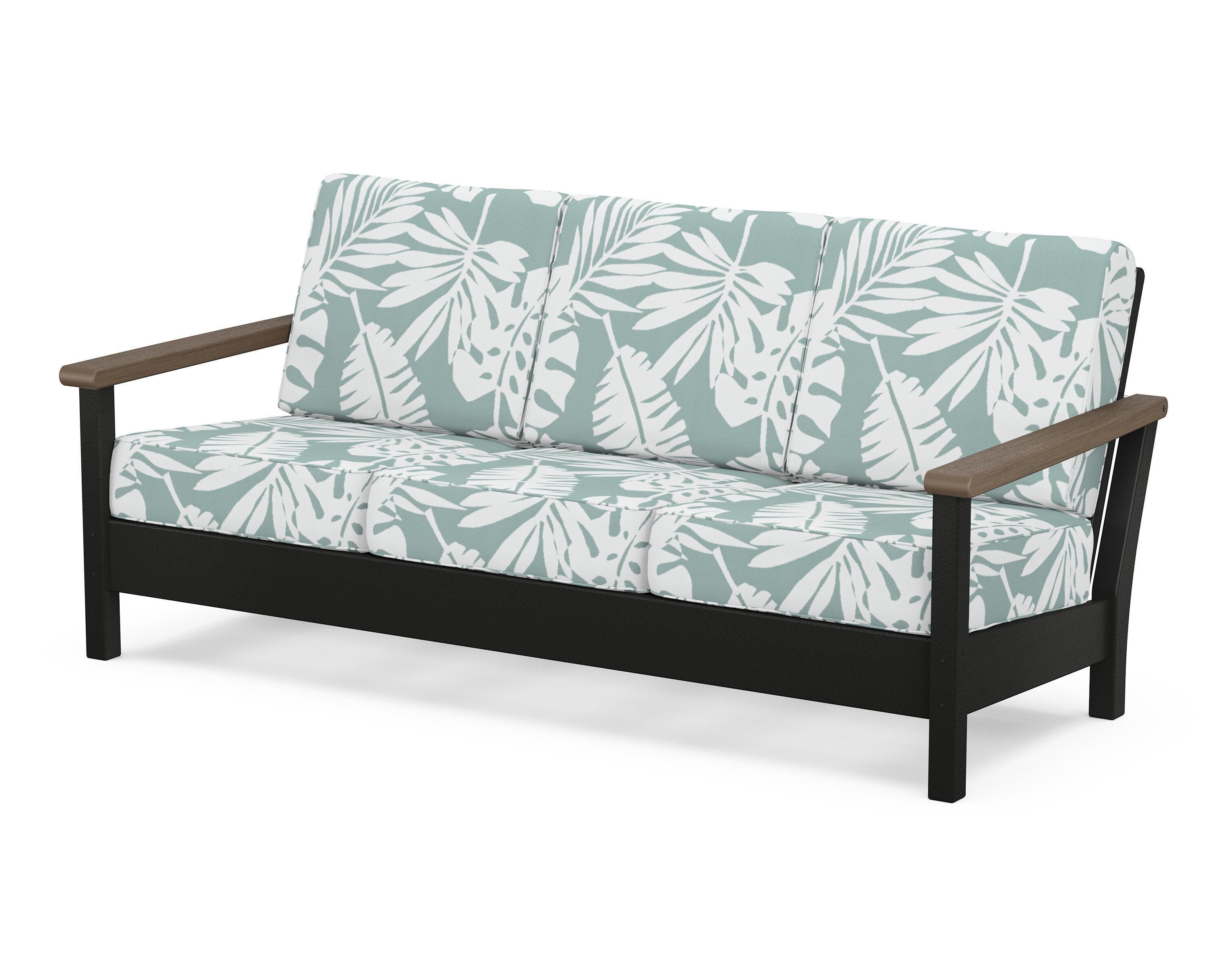 POLYWOOD® Harbour Deep Seating Sofa in Black / Kona / Leaf Glacier Spa