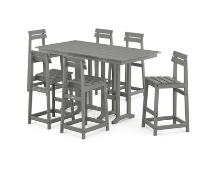 POLYWOOD® Modern Studio Plaza Bar Chair 7-Piece Set in Slate Grey