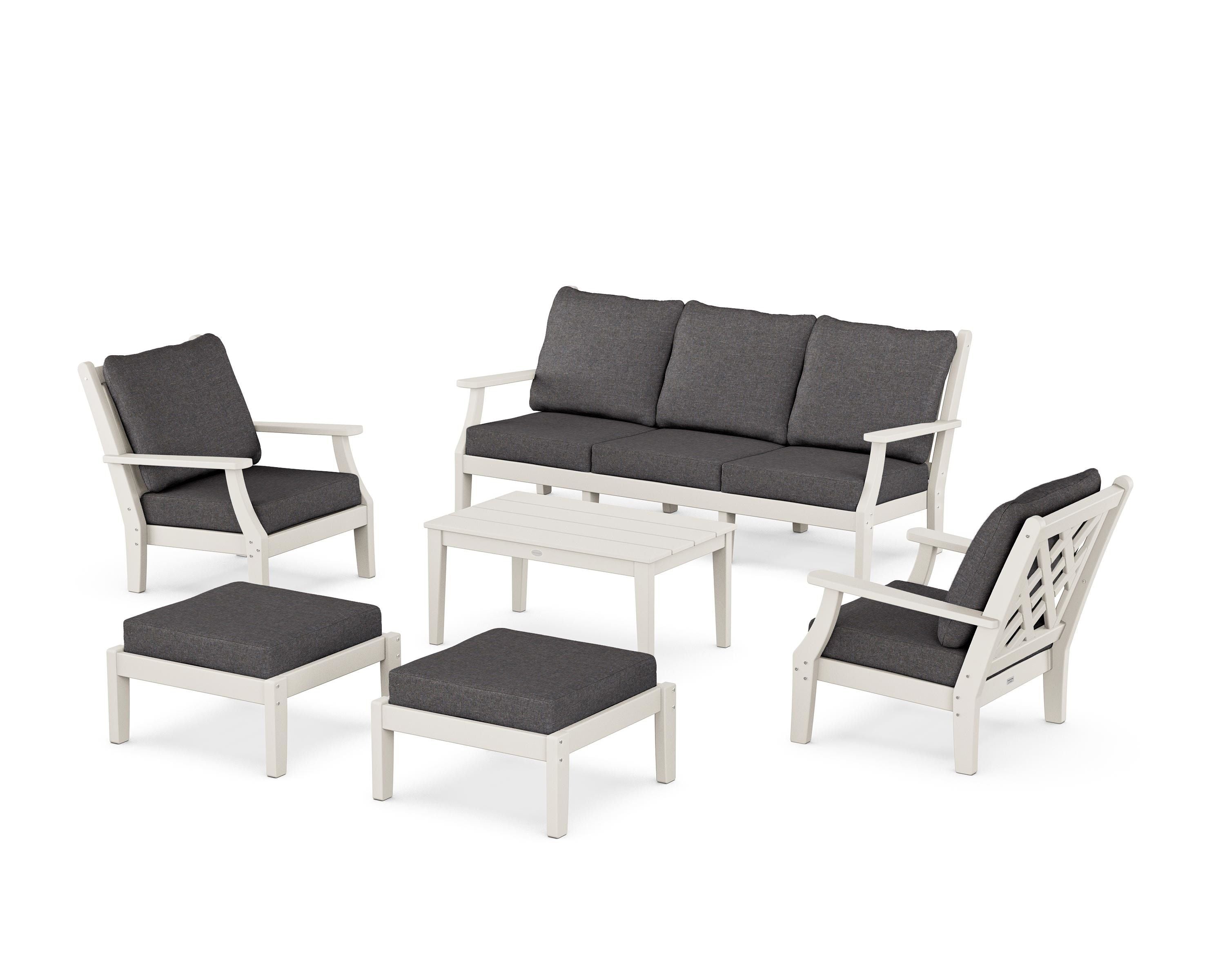 Country Living Wovendale 6-Piece Lounge Sofa Set in Sand / Ash Charcoal