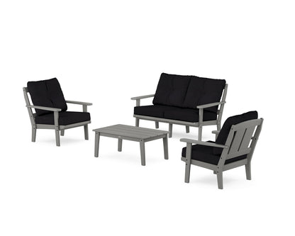 POLYWOOD® Mission 4-Piece Deep Seating Set with Loveseat in Slate Grey / Midnight Linen