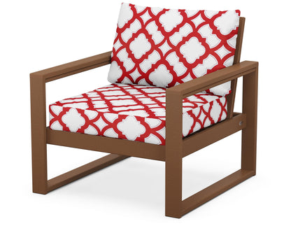 POLYWOOD® EDGE Club Chair in Teak / Trellis Crimson