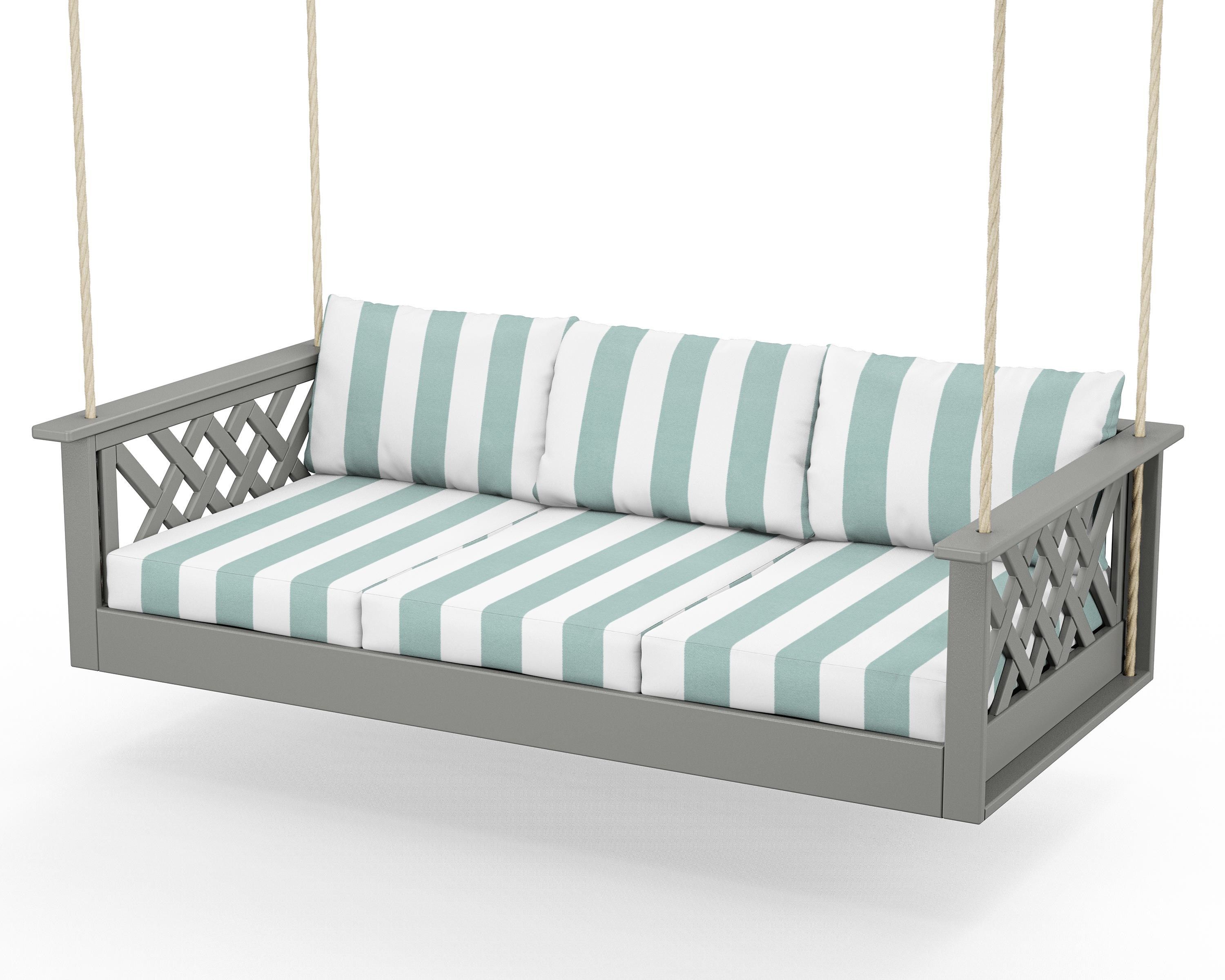 Country Living Wovendale Daybed Swing in Slate Grey / Cabana Stripe Glacier Spa
