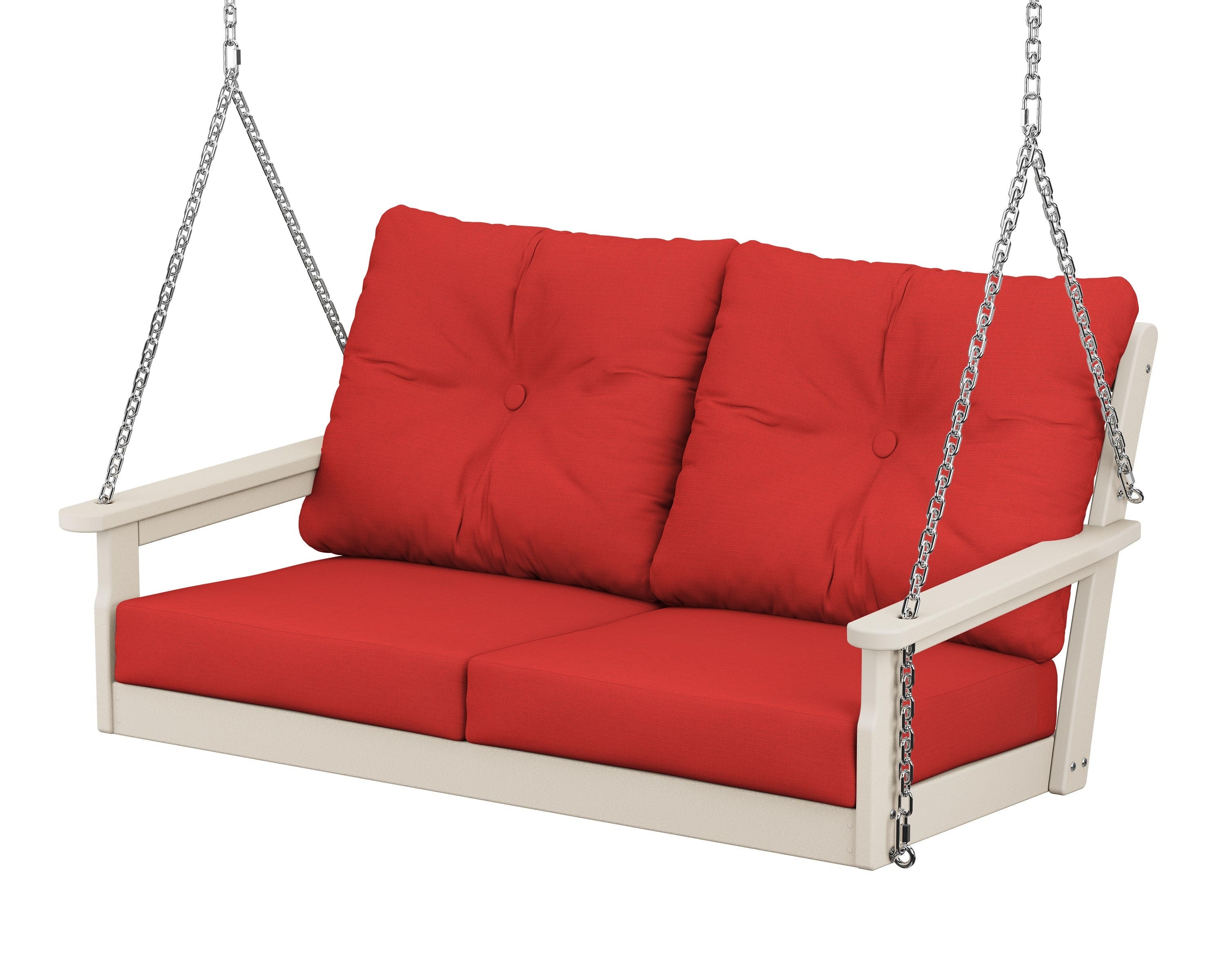 POLYWOOD® Vineyard Deep Seating Swing in Sand / Crimson Linen