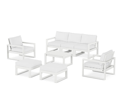 POLYWOOD® EDGE Sectional 8-Piece Lounge Sofa Set in White / Natural