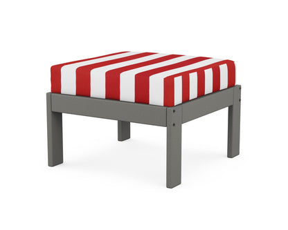 POLYWOOD® Vineyard Modular Ottoman in Slate Grey / Cabana Stripe Crimson