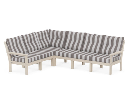POLYWOOD® Vineyard 6-Piece Sectional in Sand / Cabana Stripe Grey Mist