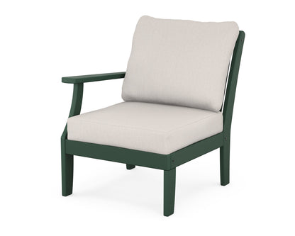 POLYWOOD® Braxton Modular Left Arm Chair in Green / Cast Ash