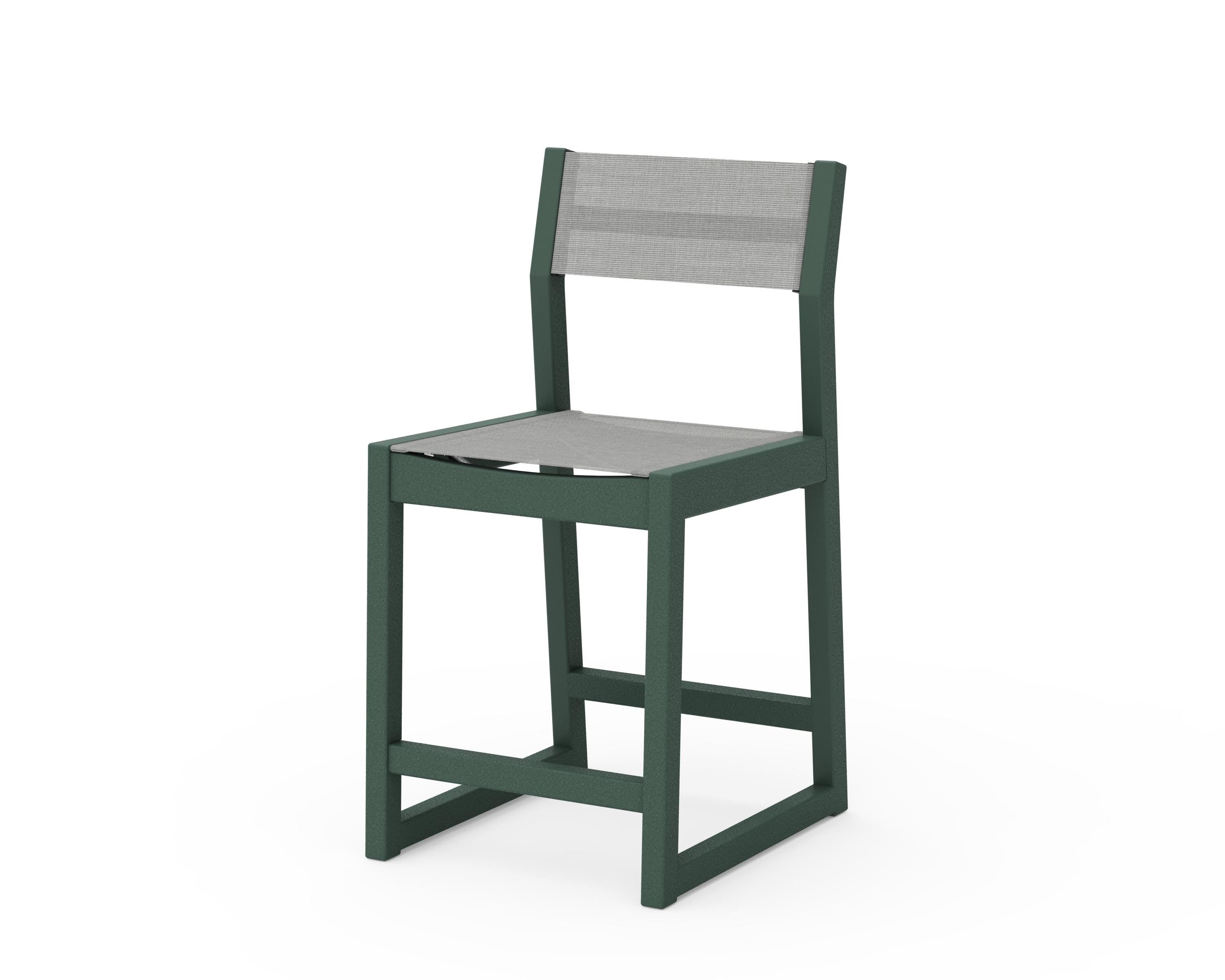 POLYWOOD® EDGE Sling Counter Side Chair in Green / Metallic Sling