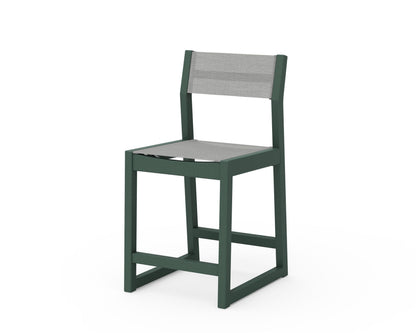 POLYWOOD® EDGE Sling Counter Side Chair in Green / Metallic Sling