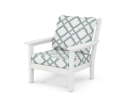 POLYWOOD® Chippendale Deep Seating Chair in White / Trellis Glacier Spa