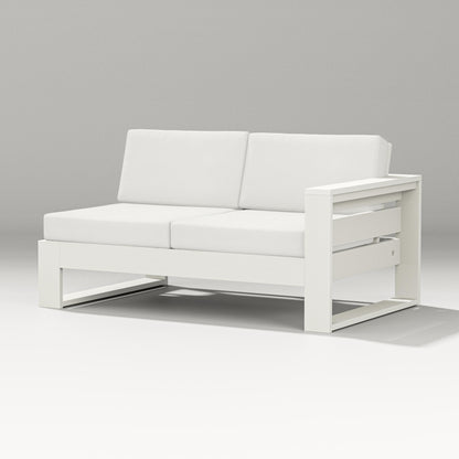 PW Designer Series Latitude Modular Right Arm Loveseat in Vintage White / Natural Linen