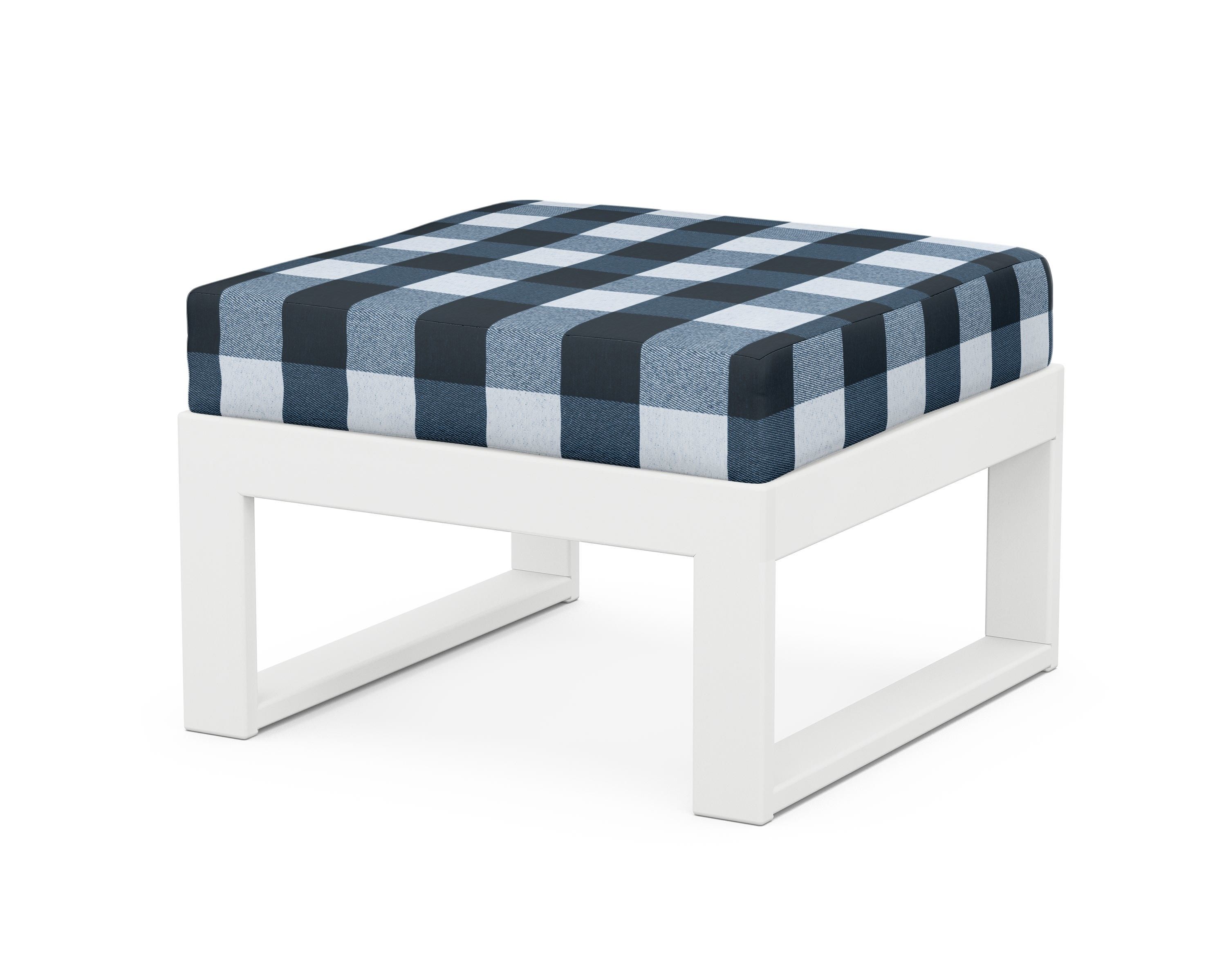 Unbranded Modular Ottoman - Modern in White / Buffalo Plaid Marine Indigo