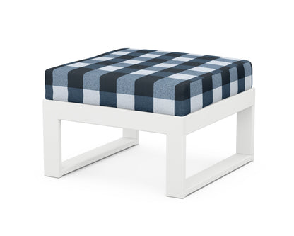 Unbranded Modular Ottoman - Modern in White / Buffalo Plaid Marine Indigo