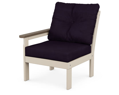POLYWOOD® Vineyard Modular Left Arm Chair in Sand / Kona / Navy Linen