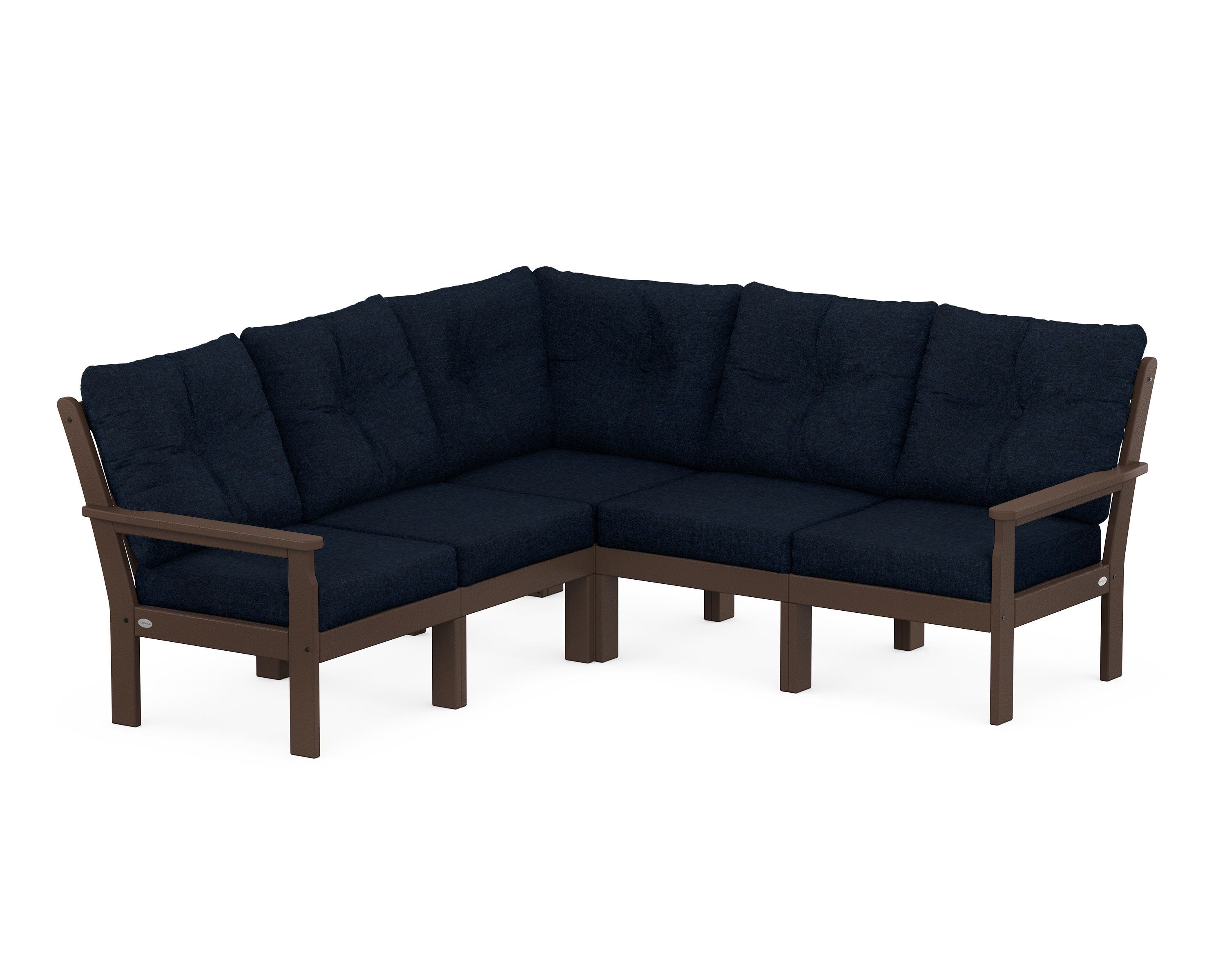POLYWOOD® Vineyard 5-Piece Sectional in Mahogany / Marine Indigo
