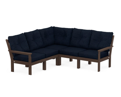 POLYWOOD® Vineyard 5-Piece Sectional in Mahogany / Marine Indigo