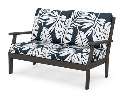 POLYWOOD® Braxton Deep Seating Loveseat in Vintage Coffee / Leaf Marine Indigo