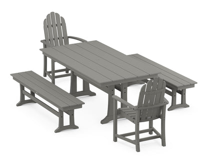 POLYWOOD® Classic Adirondack 5-Piece Farmhouse Dining Set With Trestle Legs in Slate Grey