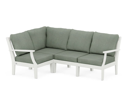 POLYWOOD® Braxton Modular 4-Piece Deep Seating Set in Vintage White / Cast Sage