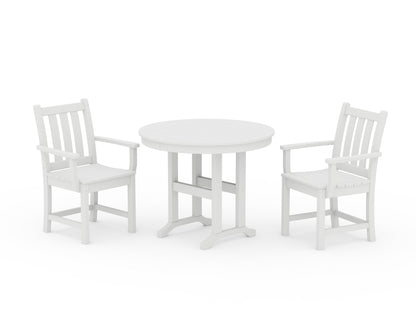 POLYWOOD® Traditional Garden 3-Piece Round Dining Set in White