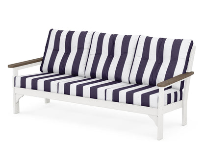 POLYWOOD® Vineyard Deep Seating Sofa in White / Kona / Cabana Stripe Navy