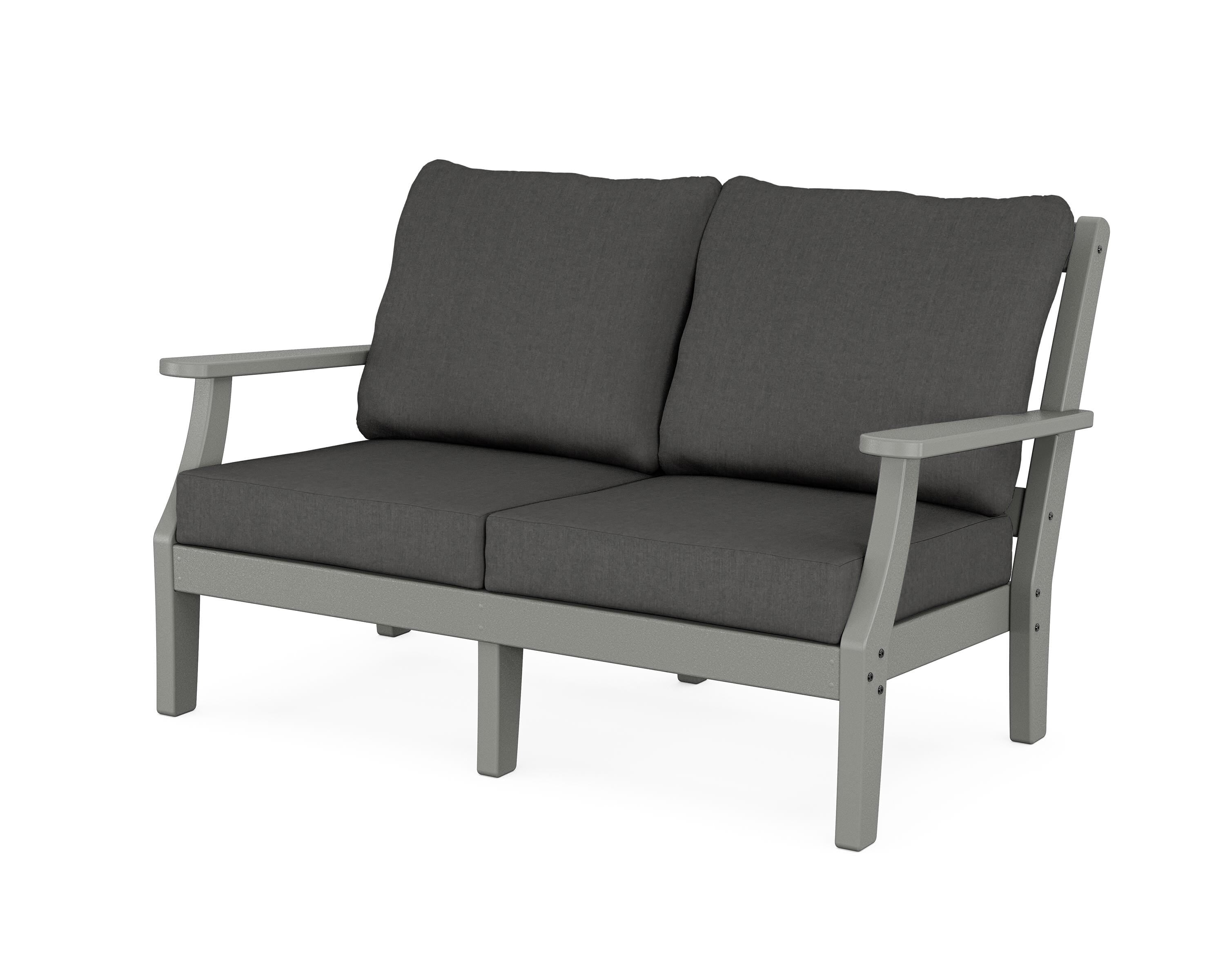Martha Stewart by POLYWOOD® Chinoiserie Deep Seating Loveseat in Slate Grey / Spectrum Carbon