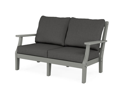 Martha Stewart by POLYWOOD® Chinoiserie Deep Seating Loveseat in Slate Grey / Spectrum Carbon