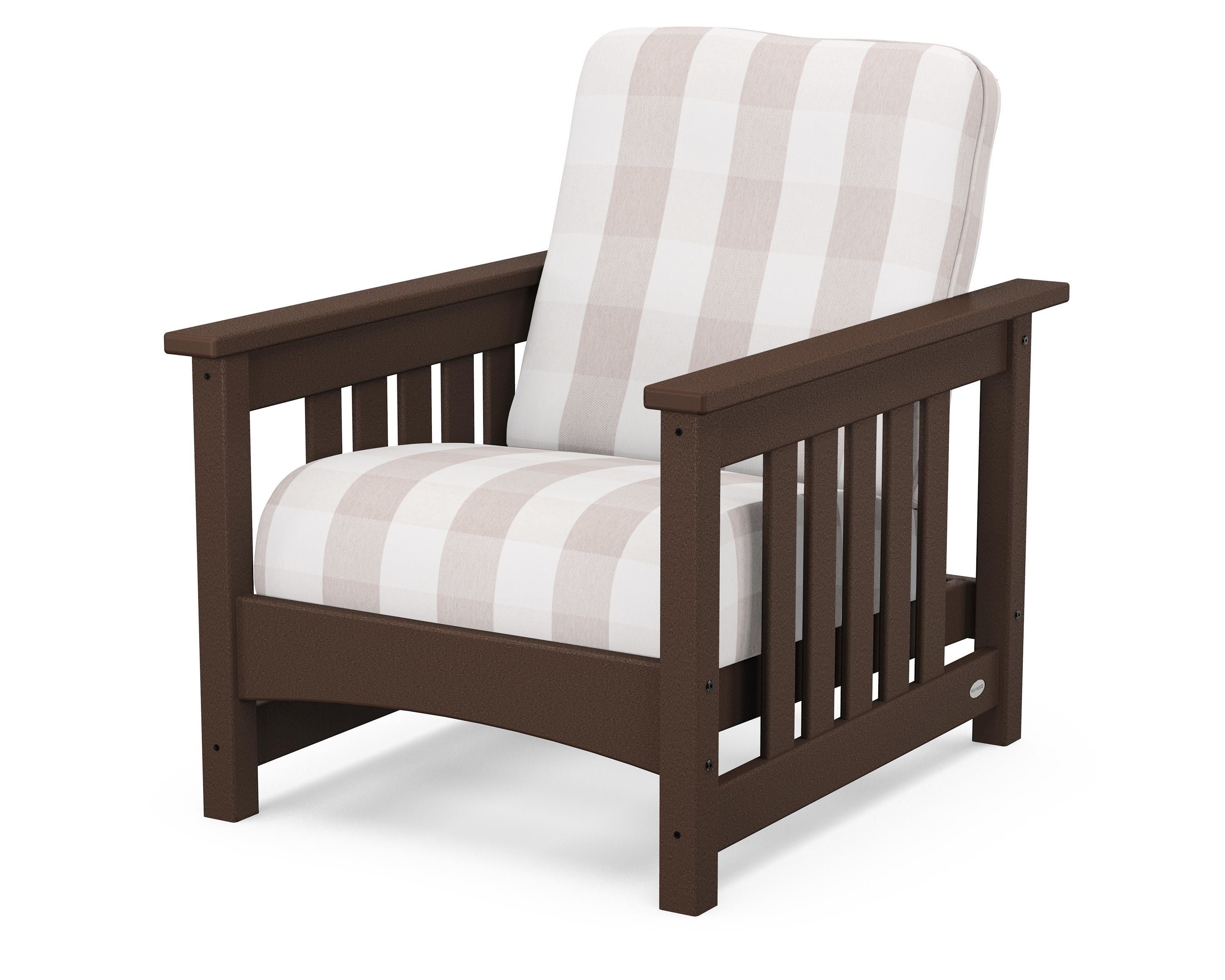 POLYWOOD® Club Mission Chair in Mahogany / Buffalo Plaid Dune Burlap