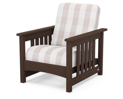 POLYWOOD® Club Mission Chair in Mahogany / Buffalo Plaid Dune Burlap