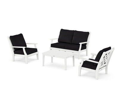 Country Living Wovendale 4-Piece Deep Seating Set with Loveseat in White / Midnight Linen