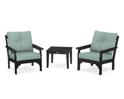 POLYWOOD® Vineyard 3-Piece Deep Seating Set in Black / Glacier Spa