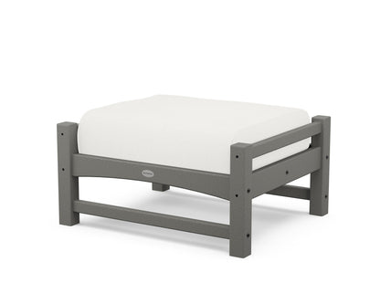 POLYWOOD® Club Ottoman in Slate Grey / Natural Linen