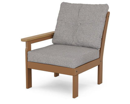 POLYWOOD® Vineyard Modular Left Arm Chair in Teak / Natural / Grey Mist